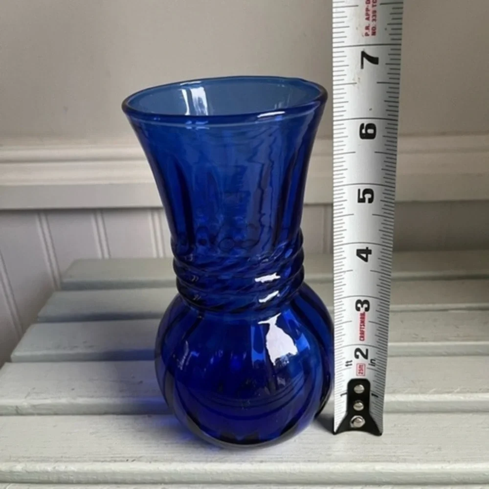 Vintage Cobalt Blue Anchor Hocking Ribbed Vase